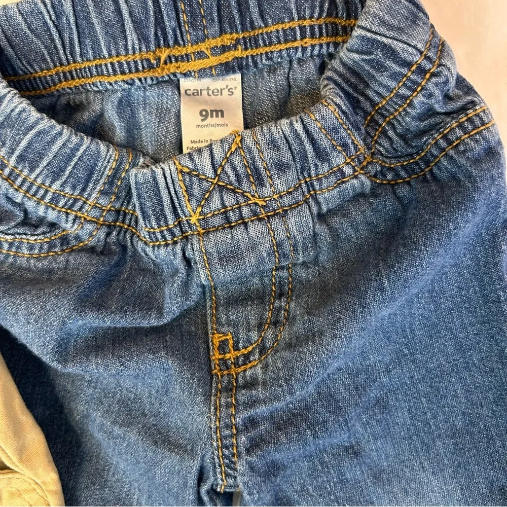 Carter's Tan and Blue 2Pairs of Boy Pants Kids Jeans and khaki pants Size 9Month
